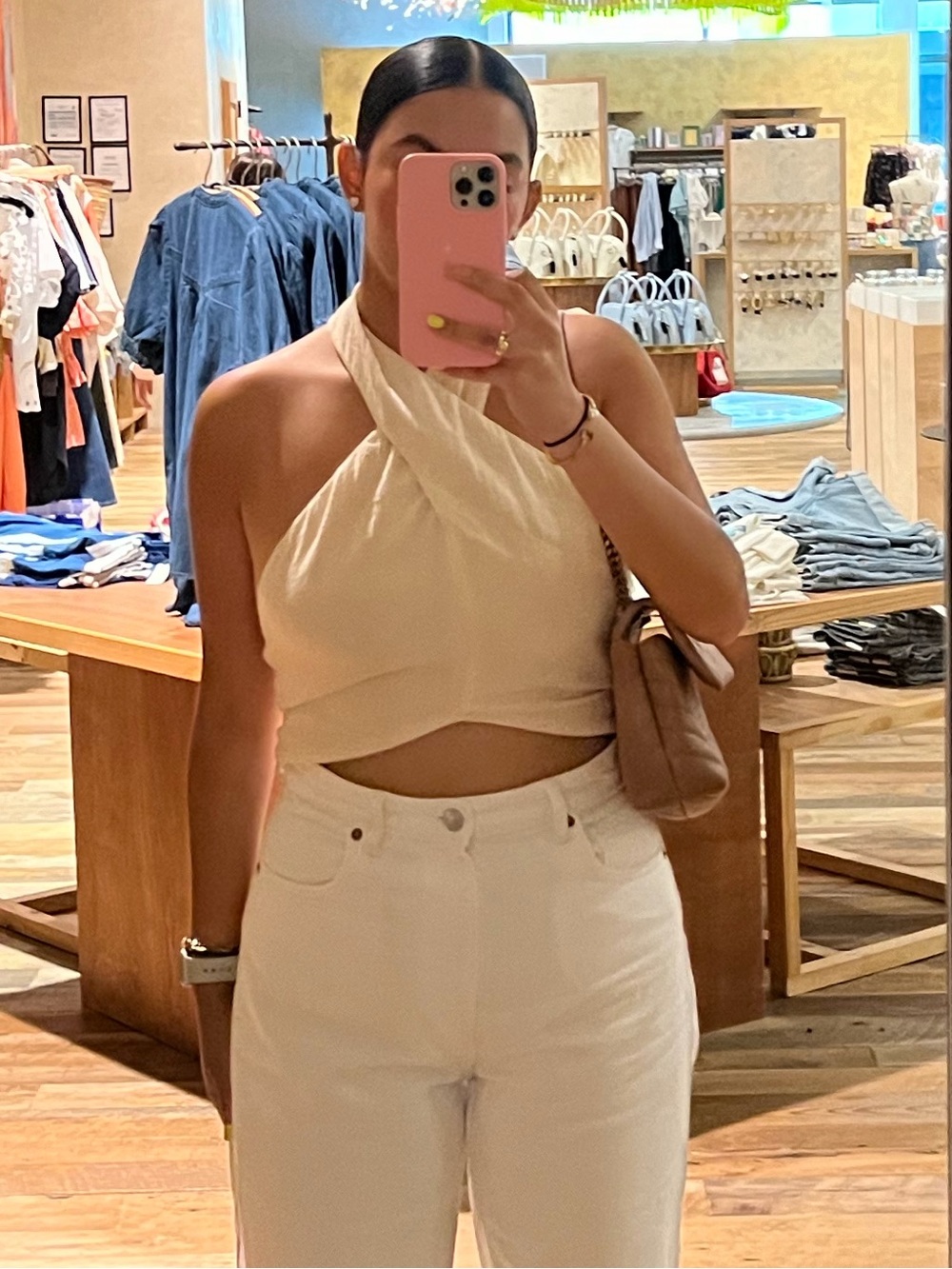 H&M Cream Halter Crop Top